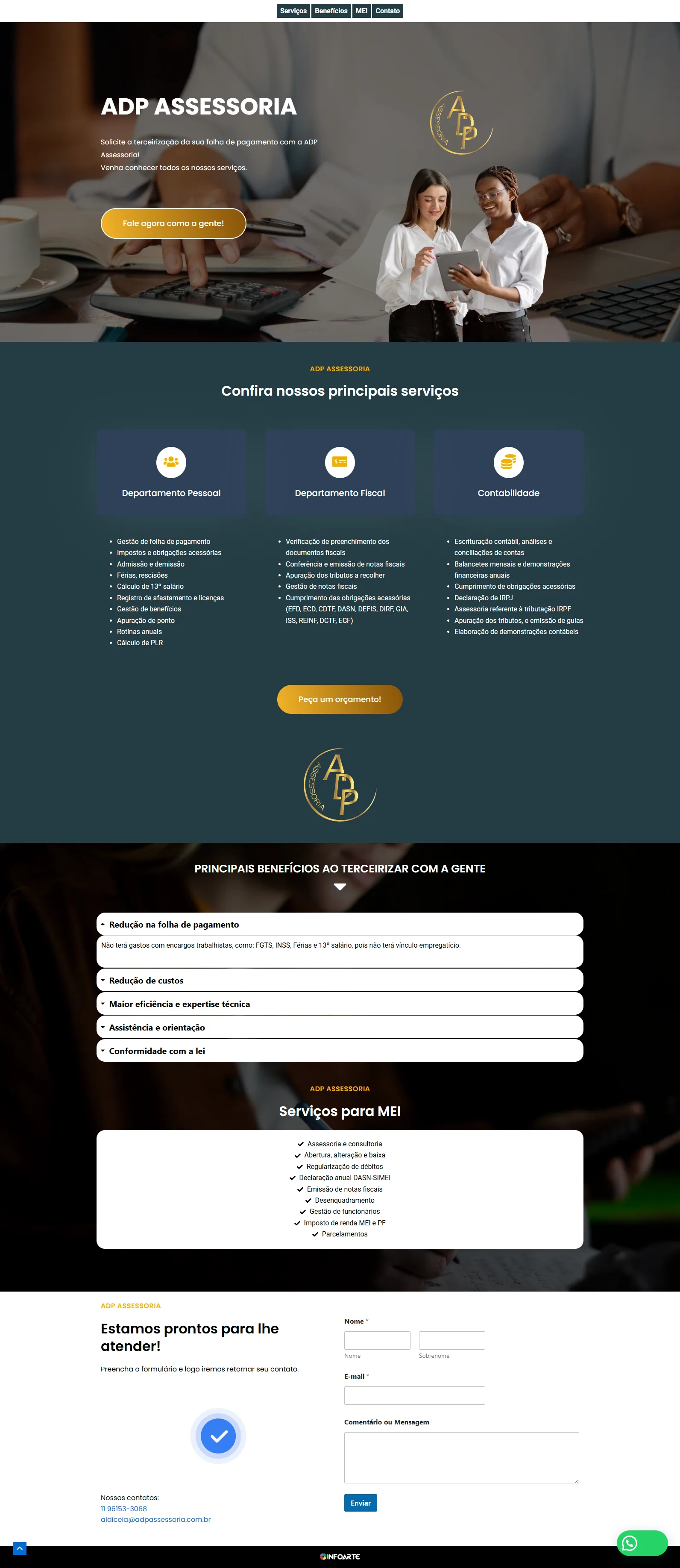 Screenshot do site ADP Assessoria