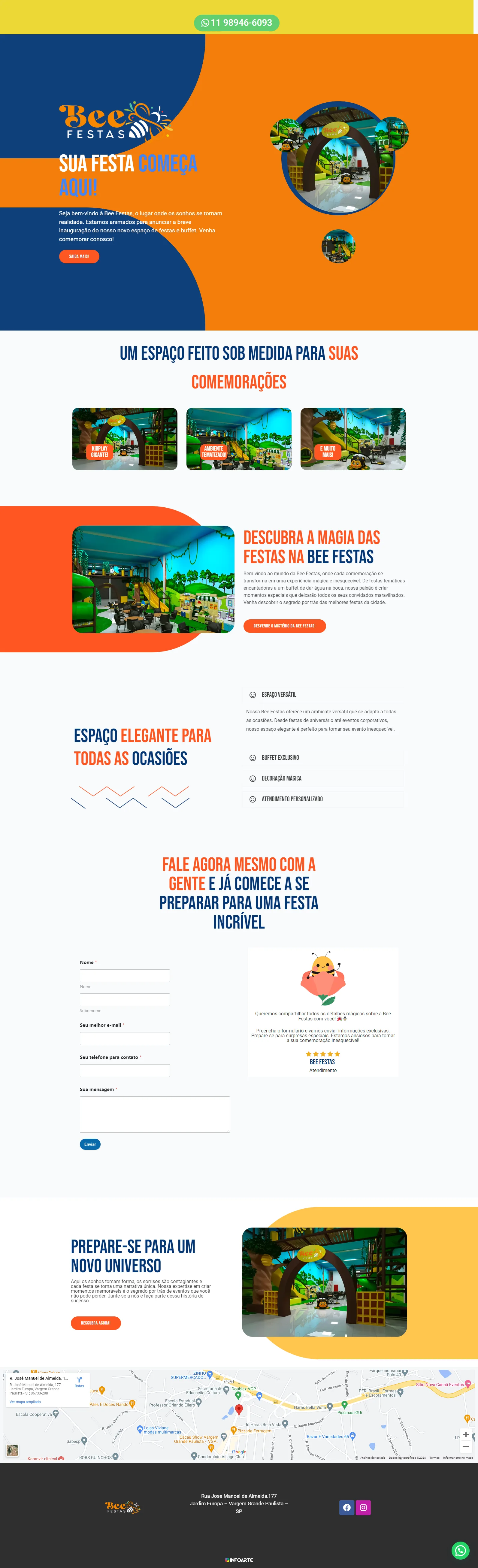 Screenshot do site Bee Festas
