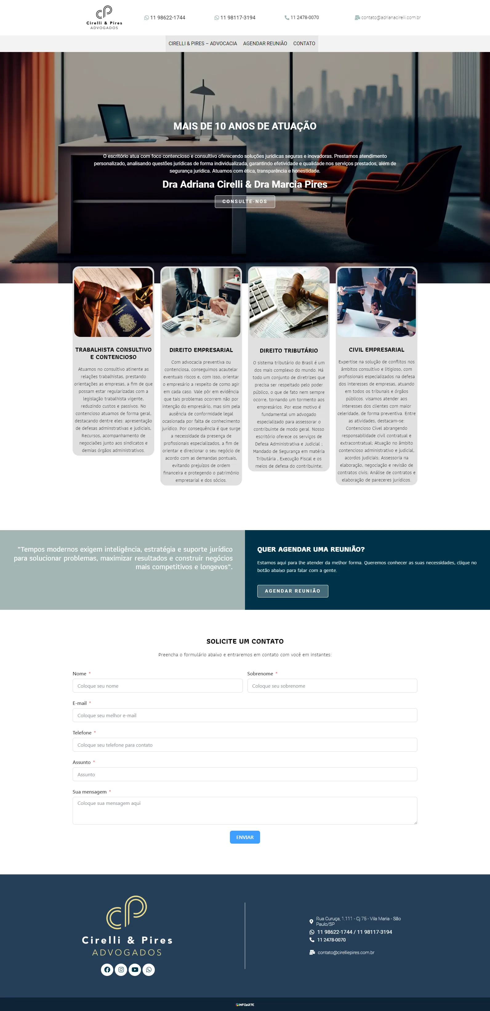 Screenshot do site Cirelli & Pires