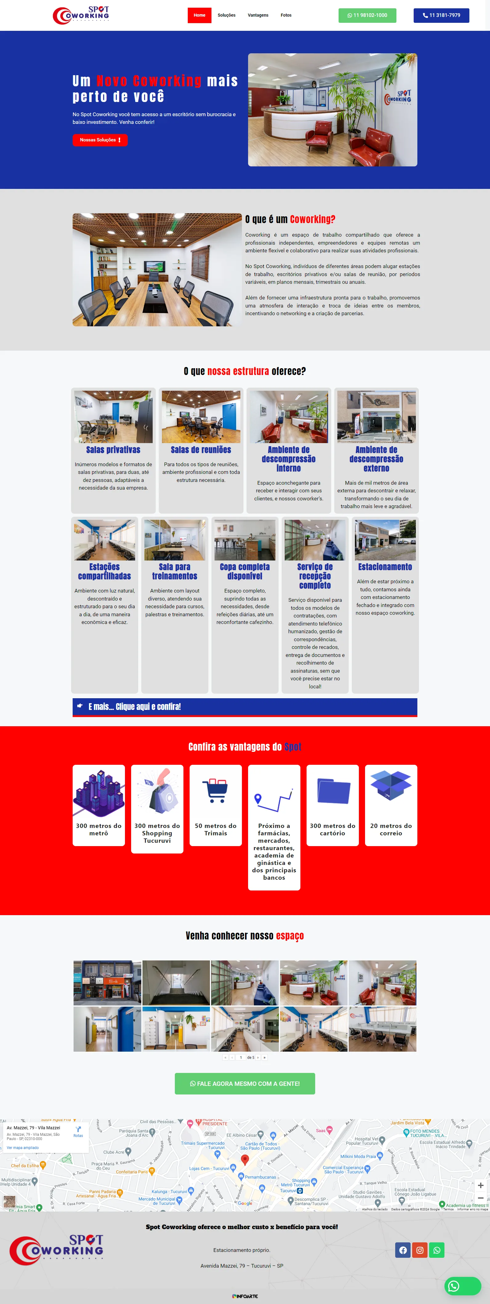 Screenshot do site Coworking Spot