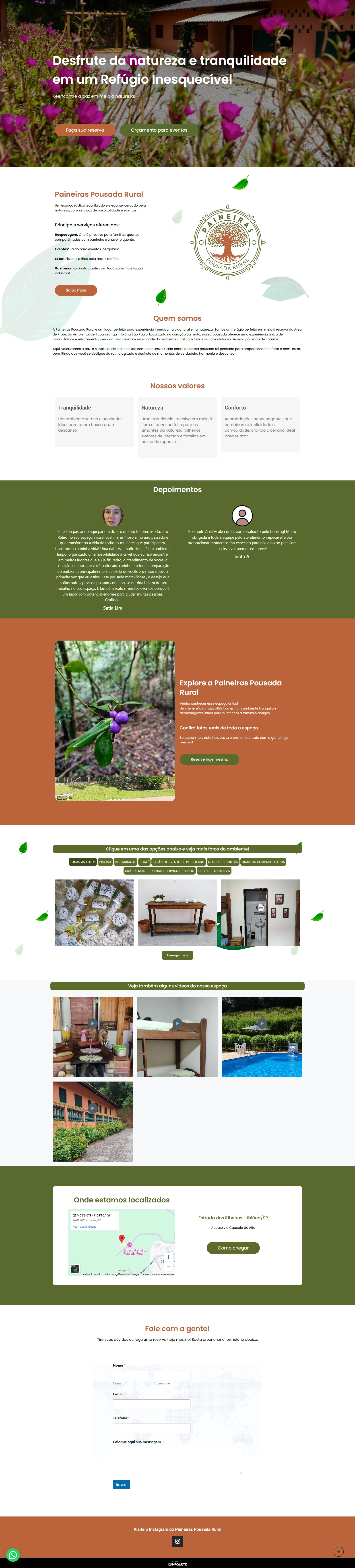 Screenshot do site Paineiras Espaço