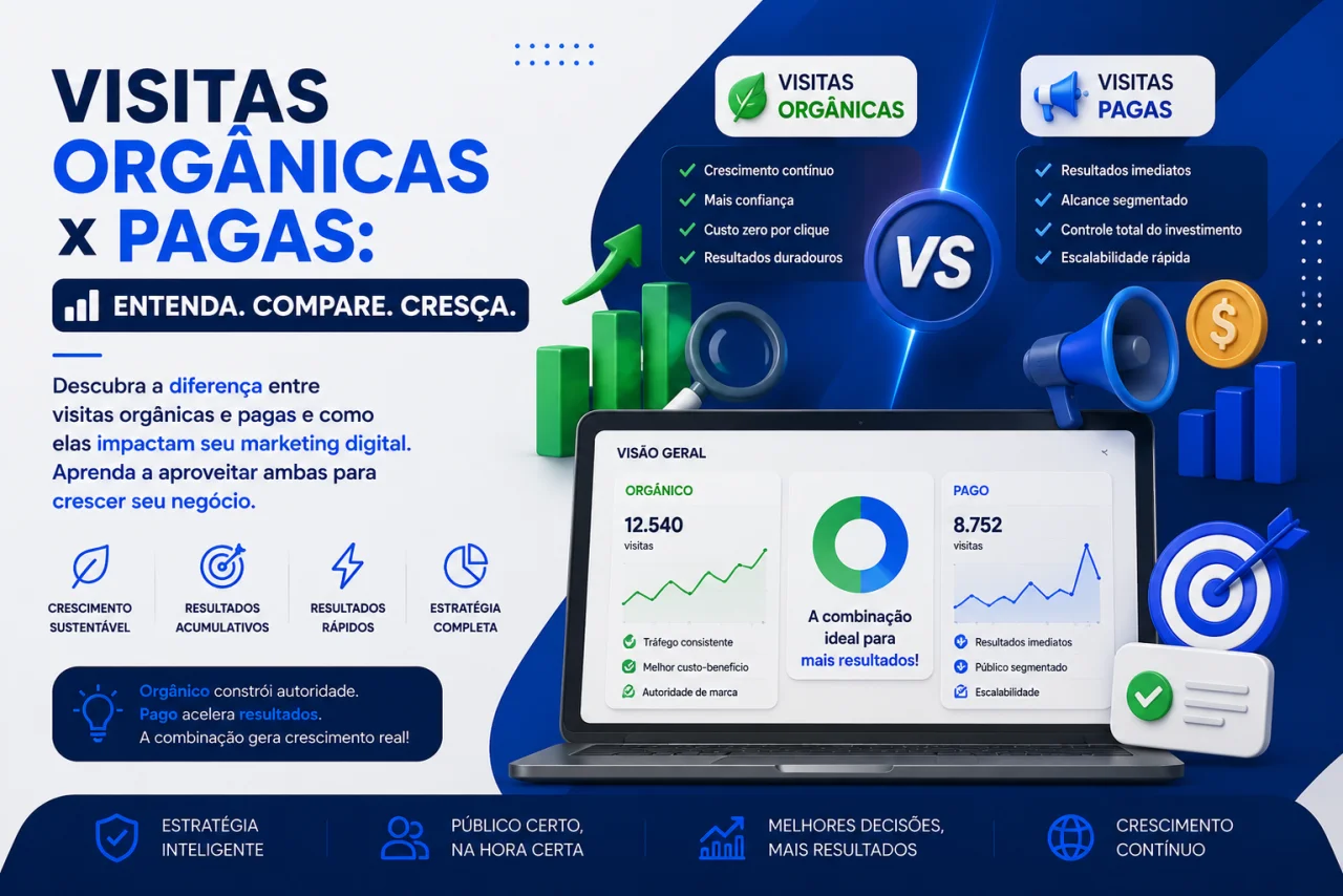 Visitas orgânicas x pagas